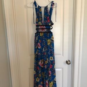 Express floral side cutout maxi dress
